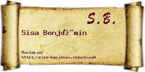 Sisa Benjámin névjegykártya